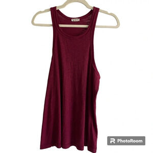 INTIMATELY Free Free People  Maroon Racerback Flowy Muscle Tank Top Size L